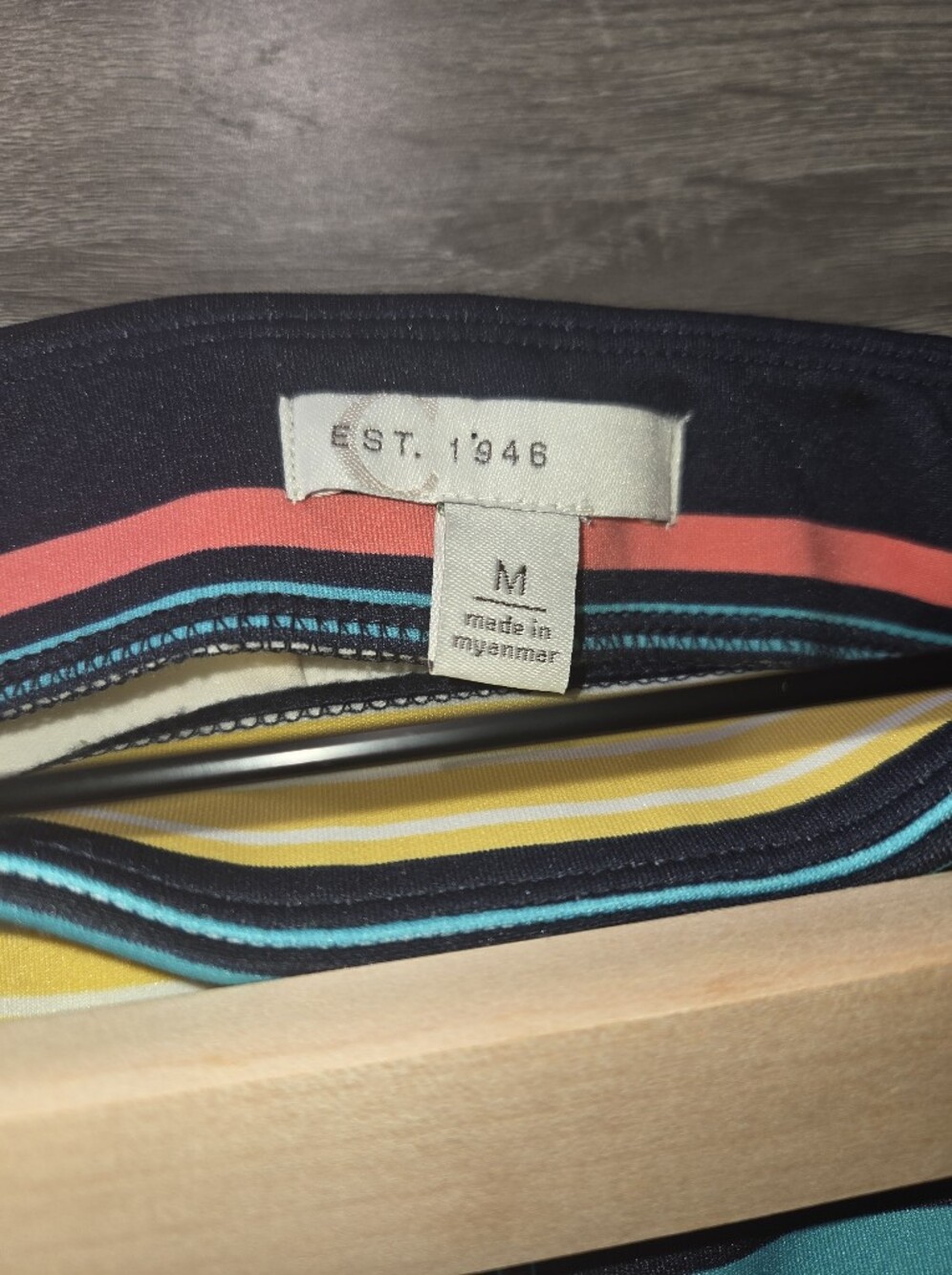 Striped A-Line Mini Skirt in Black, Teal, Yellow and Coral - Picture 3 of 3